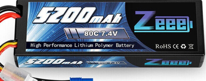 2x Zeee 7.4V 2S Lipo Battery EC3 5200mAh 80C HardCase for RC Car Airplane Truck