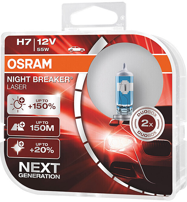 OSRAM Night Breaker Laser +150% H7 Car Headlight Bulbs x2