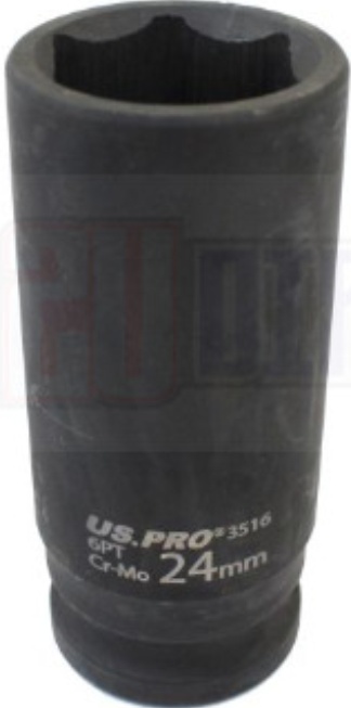 US PRO 24mm 1/2 dr 6 Point Deep Impact Socket 78mm Long 3516