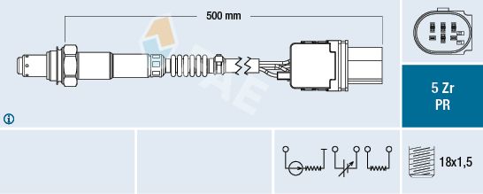 Fits FAE FAE75060 Oxygen Sensor 75060 Lambda probe (number of wires 6, 500mm) f - Image 4