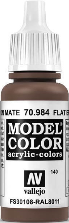 Vallejo Model Color Flat Brown Acrylic 17ml/0.57 fl oz Dropper Bottle - 70.984