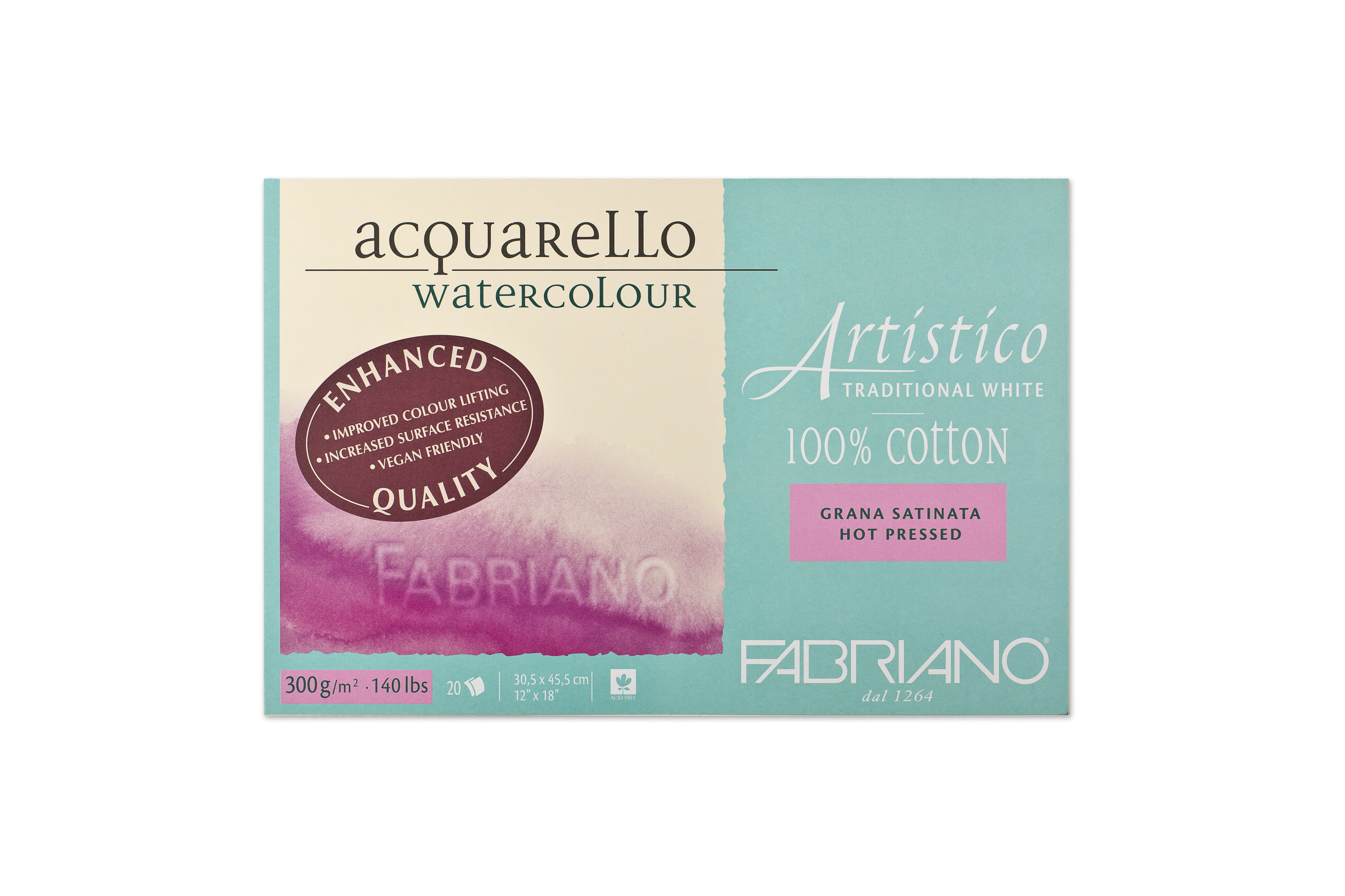 Honsell White Fabriano Artistico Watercolor Block 12"" X 18"" Traditional