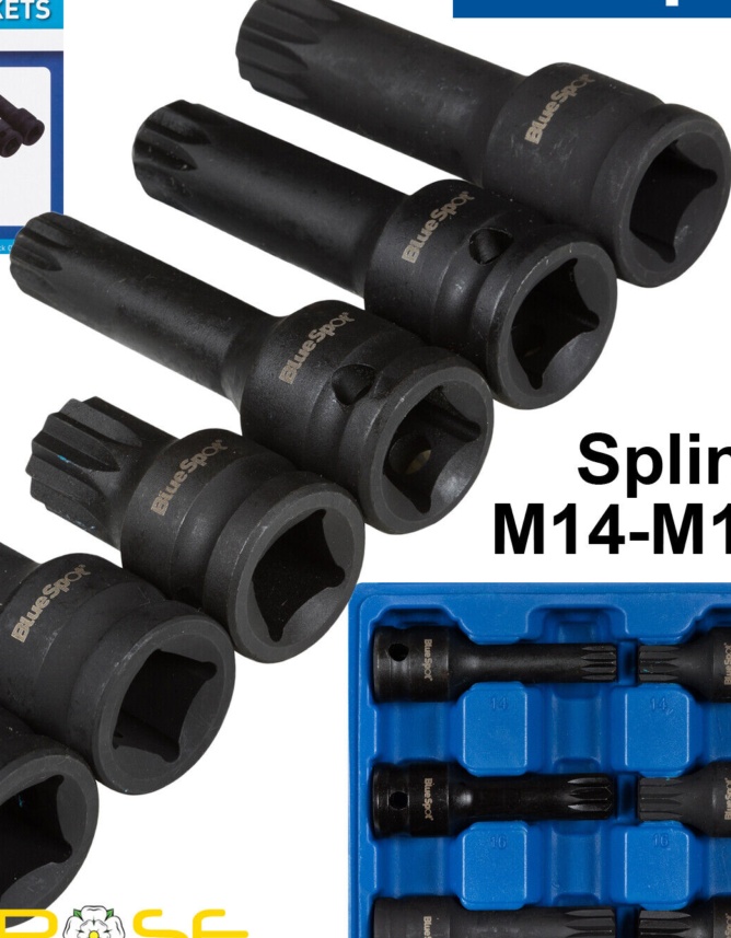 Blue Spot Tools 6 PCE 1/2"" Spline Sockets (M14-M18