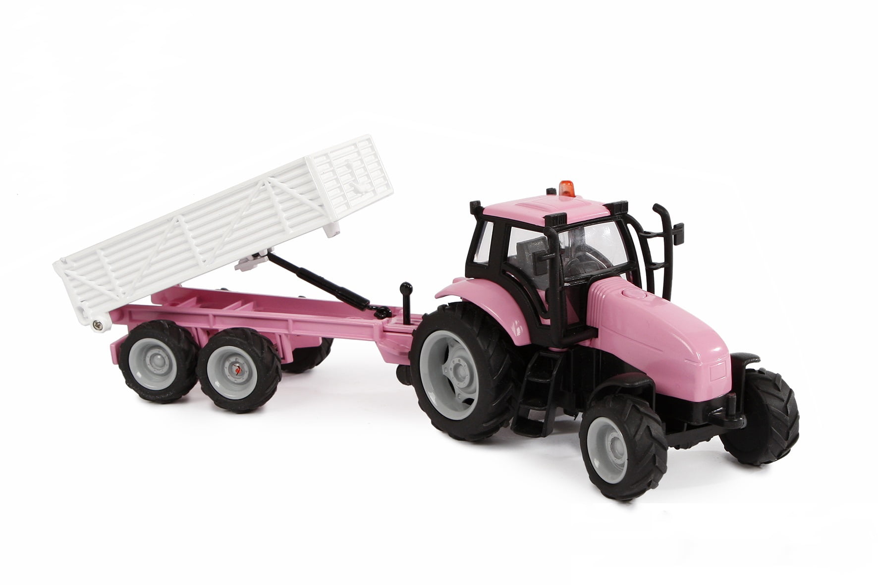 Kidsglobe Kids Globe Pink Tractor with Trailer, Light and Sound 1:32
