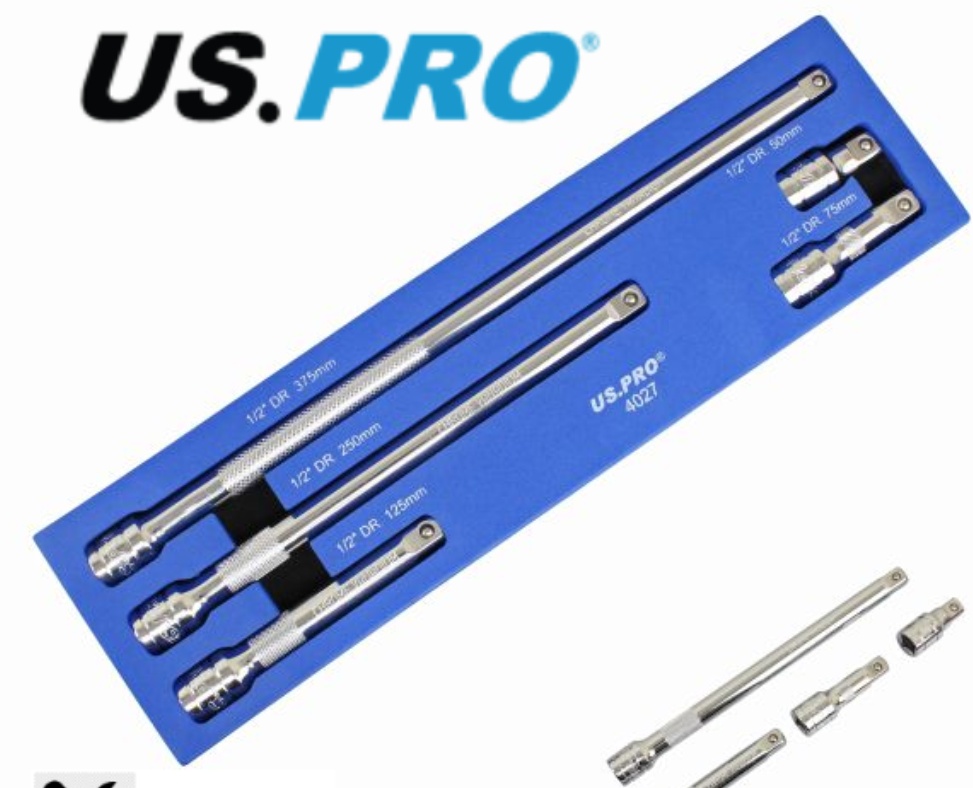 US PRO 5pc 1/2 dr Extension Bar Set 50, 75, 125, 250 & 375mm 4027