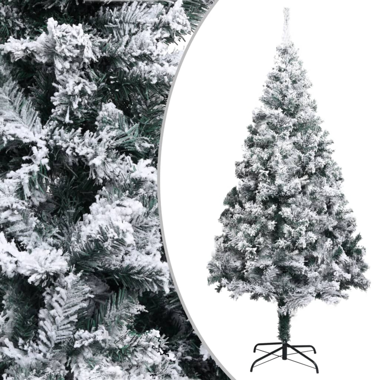 New Vidaxl Artificial Christmas Tree With Flocked Snow Pvc Decoration Green 240Cm