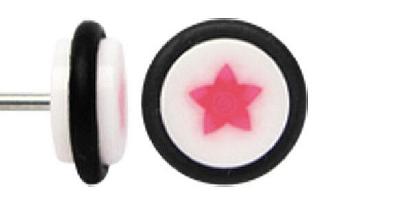 Ear Piercing Jewelry Ear Stud Fake Plug Acrylic with Star Motif, Bar in 1.2x6mm