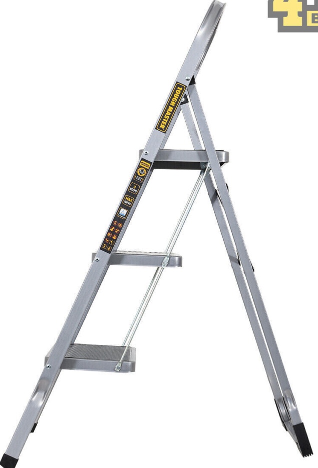 B&Q -  Steel Step Ladder Folding Step Stool With Handrail & Wide Platform3 Steps (Tm-Ssl3) - Image 2