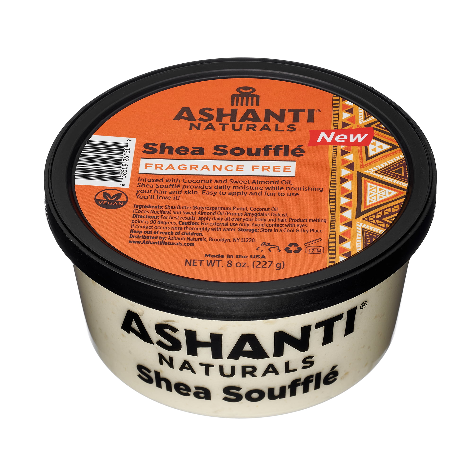 Ashanti Naturals Whipped Shea Butter | Unrefined Shea Butter From Ghana Coconut And Almond Oil (Fragrance Free Souffle 8 Oz)