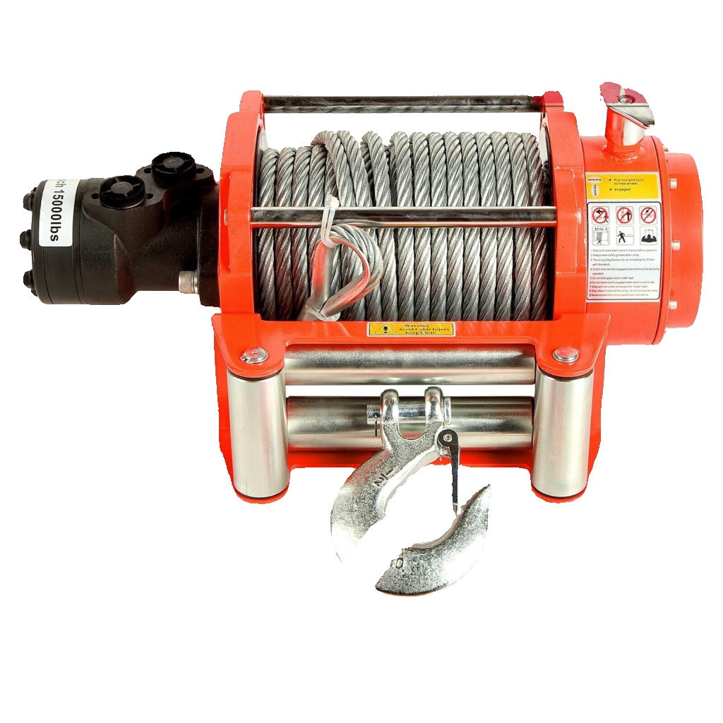 HYDRAULIC WINCH 15000 lb WINCHMAX ORIGINAL ORANGE WINCH, STEEL ROPE - WINCH ONLY