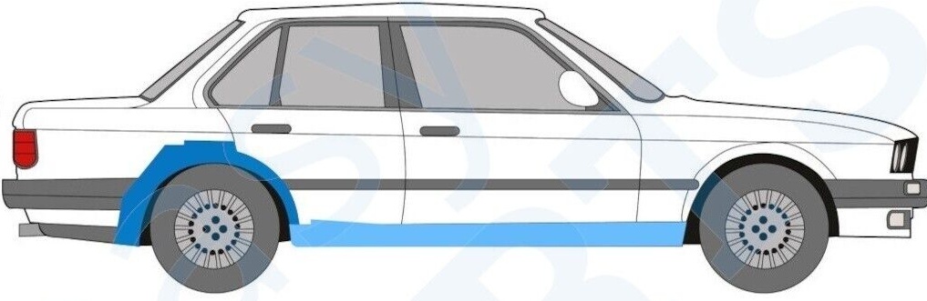 BMW 3 E30 1982-1987 4 DOOR REAR WHEEL ARCH + SILL REPAIR PANEL / SET / RIGHT