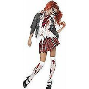 Smiffys High School Horror Zombie Schoolgirl Costume - Grey - UK Dress 12-14