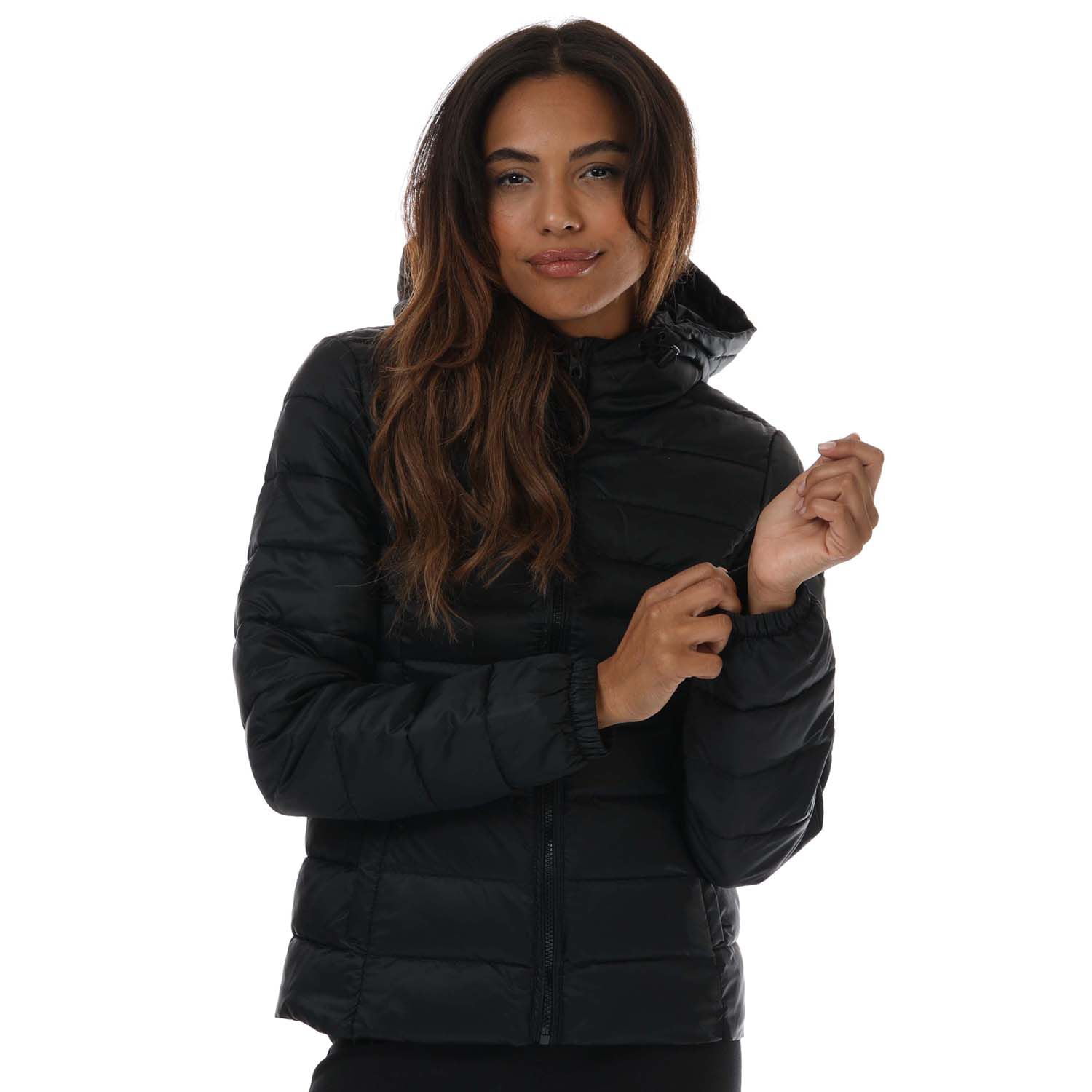 Only Women's Black Hooded Padded Jacket Medium