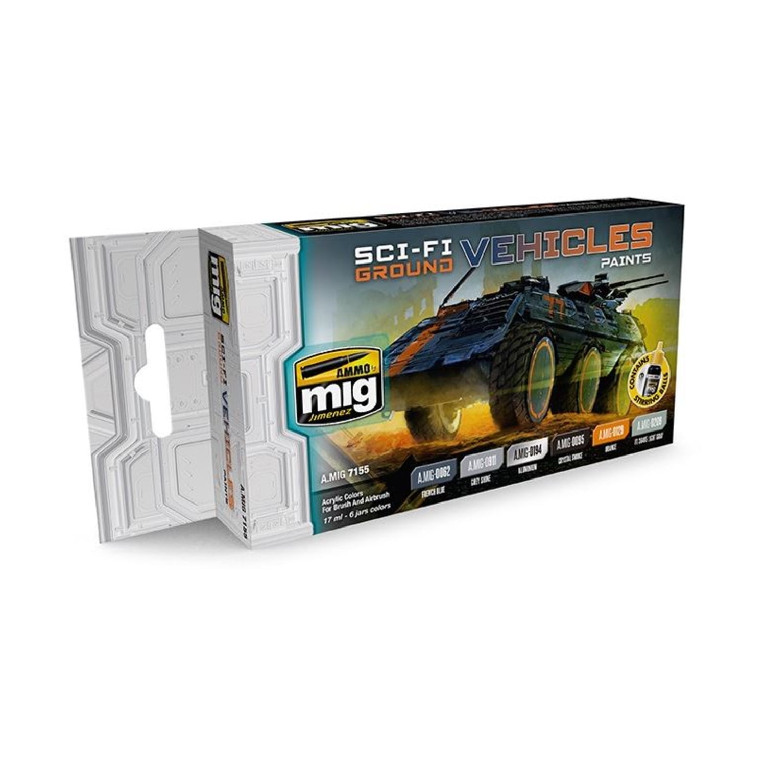SCI-FI GROUND VEHICLES Acrylic Colours Set. 6 jars 17mL AMMO Mig Jimenez Mig7155