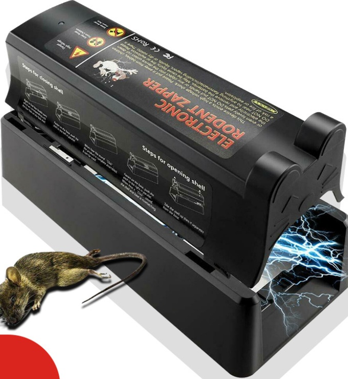 Electronic Mouse Trap Zapper Powered by Built-in Rechargeable Lithium Battery