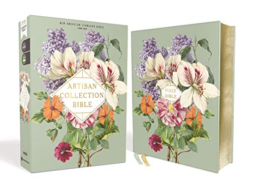 NASB, Artisan Collection Bible, Leathersoft, Sage Floral, Red... -