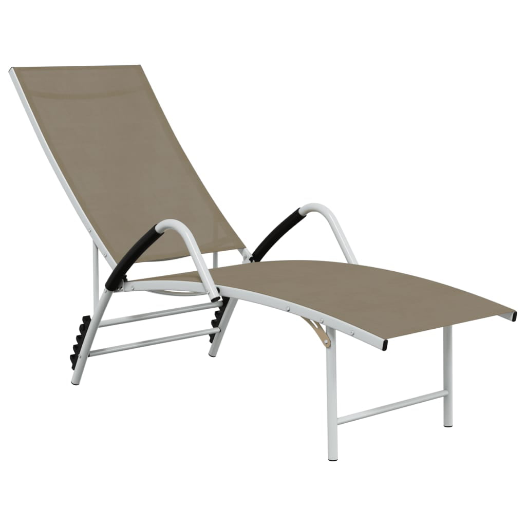 Vidaxl (Taupe) Sun Lounger Outdoor Sunbed Lounge Bed Day Bed Textilene And Aluminium Brown
