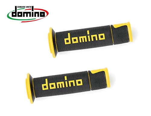 Domino Open Road Racing Grips Black-Yellow D 22 Mm L 120 Mm For Motorcycle