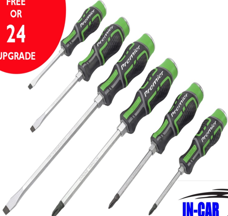 Sealey AK4940HV Hammer-Thru Screwdriver Set Hi-Vis Green 6pc LIFETIME GUARANTEE