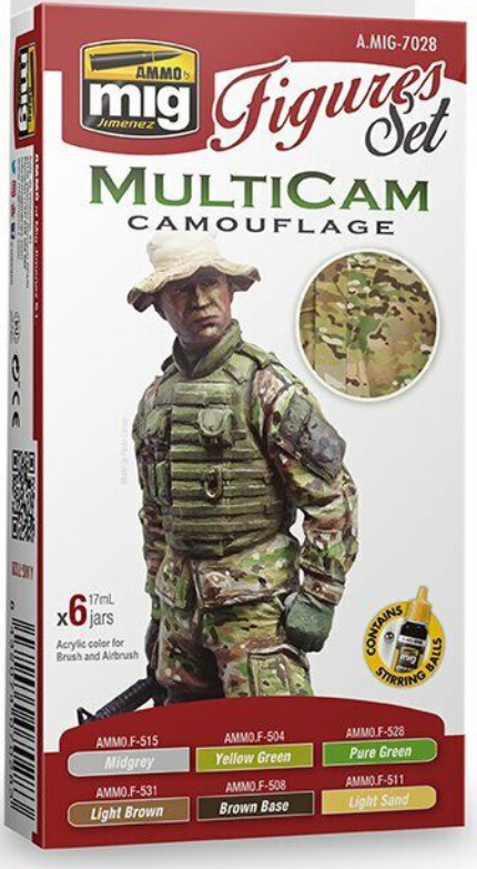 Ammo MIG 7028 - Acrylic Paint Set Figures - Multicam Camouflage Set