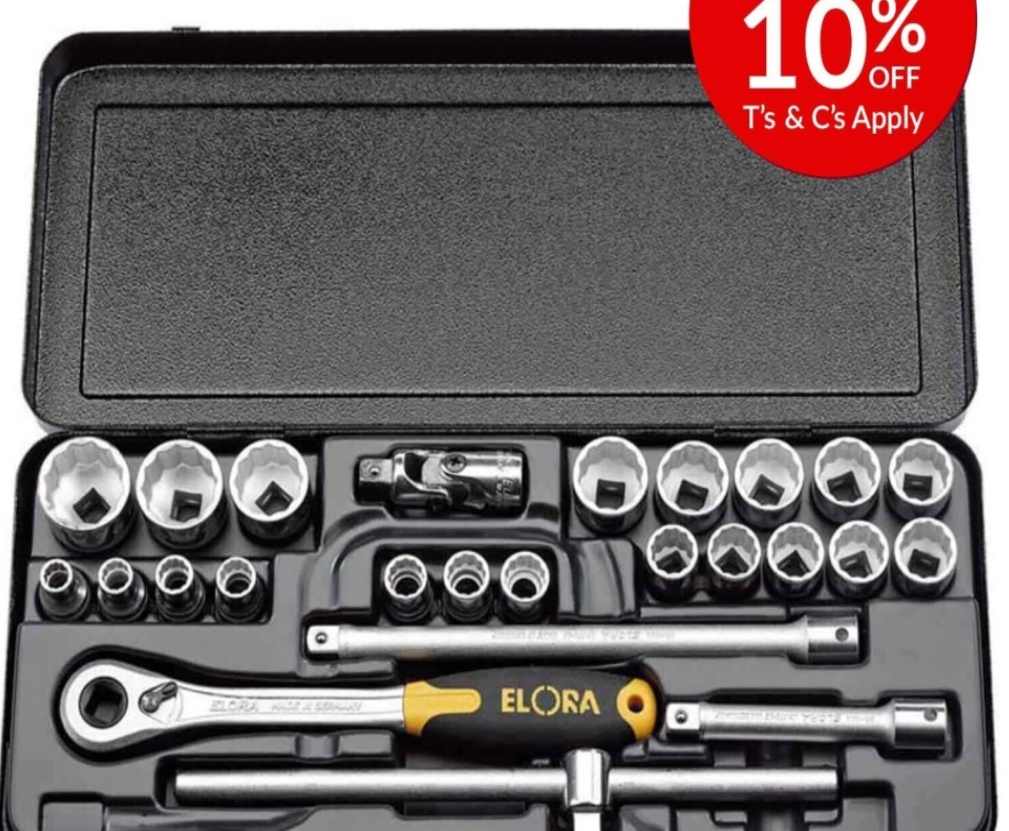 Draper 50648 Elora Metric Socket Set 1/2"" Sq Dr (25 Piece)