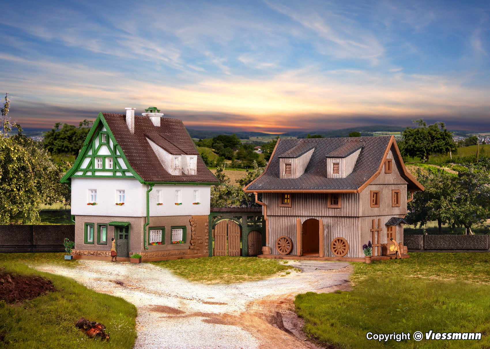 Vollmer 49540 - Z Farmhouse With Barn And Courtyard Gate - New