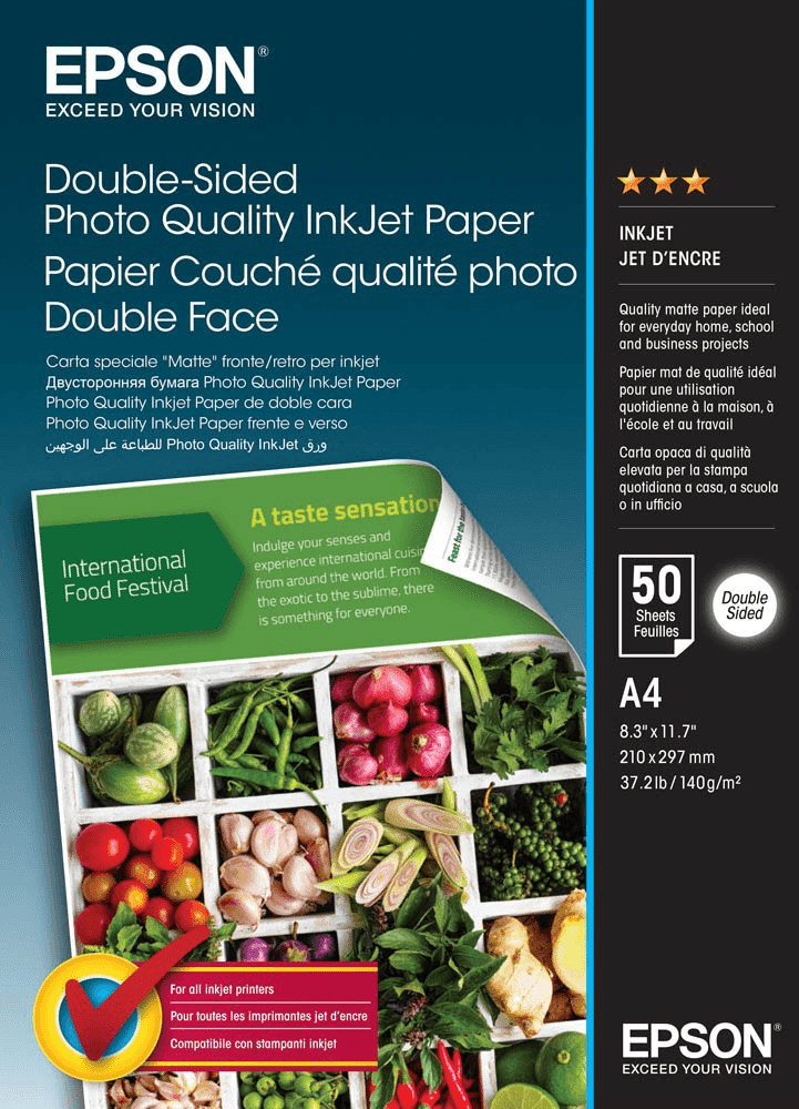 Epson Double Sided Matte Inkjet Photo Paper A4 140gsm - 50 Sheets C13S400059 - Image 3