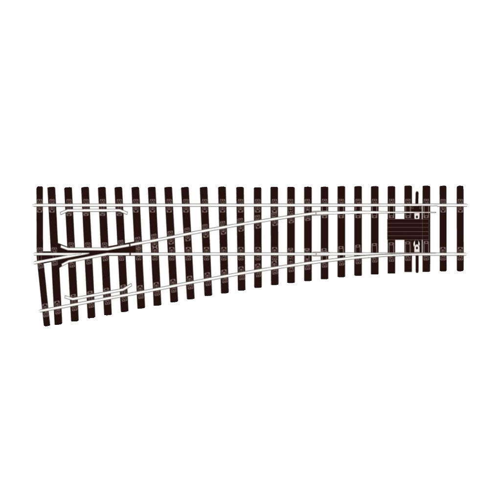 SL-E792BH O Gauge Medium radius (1828mm 72') Turnout L/H Electrofrog Peco
