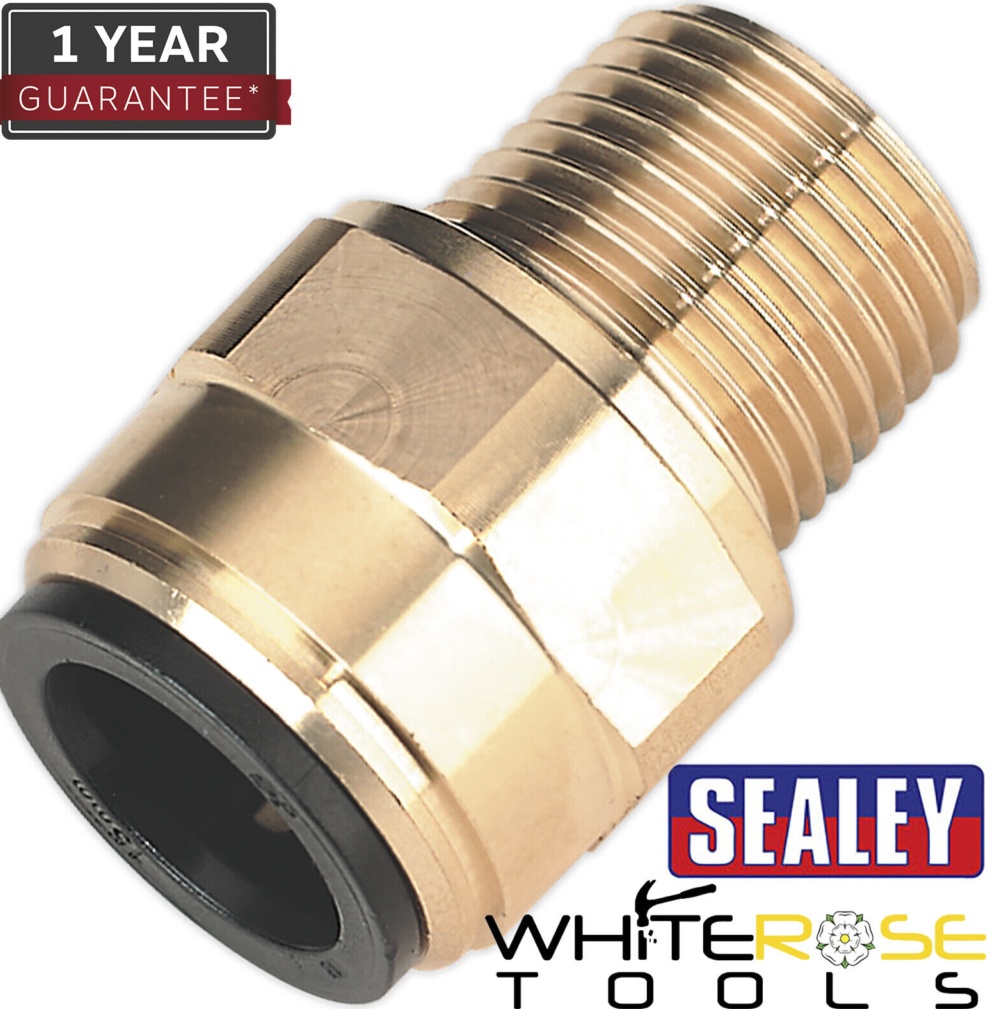 Sealey CAS15BSA Speedfit Brass Straight Adaptor 15mm x 1/2""BSPT