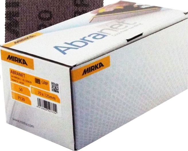 Mirka Abranet 70x125mm P120 Grit 50x HookNLoop Dust Free Sanding Abrasive Strips