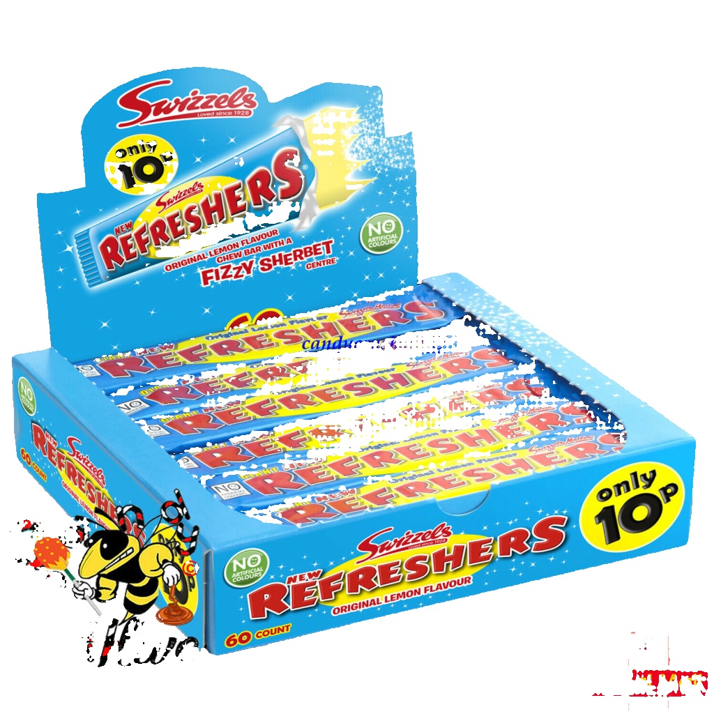 Swizzels Original Refreshers Lemon Flavour Chew Bar 18g Fizzy Sherbet - 60 Count