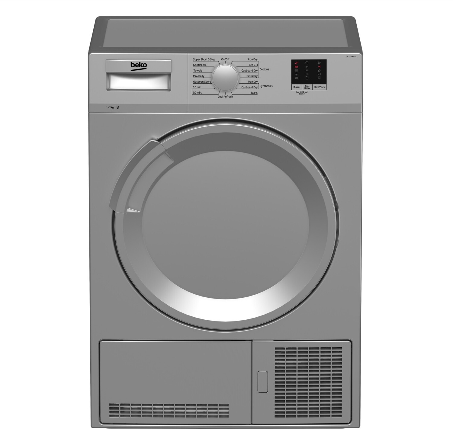 Beko DTLCE70051S Silver Condenser Tumble Dryer 7 KG Sensor Drying Energy B PTD