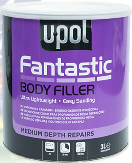UPOL Fantastic Polyester Car Body Filler 3L FANT/3 W/ BPO Hardener & Spreader