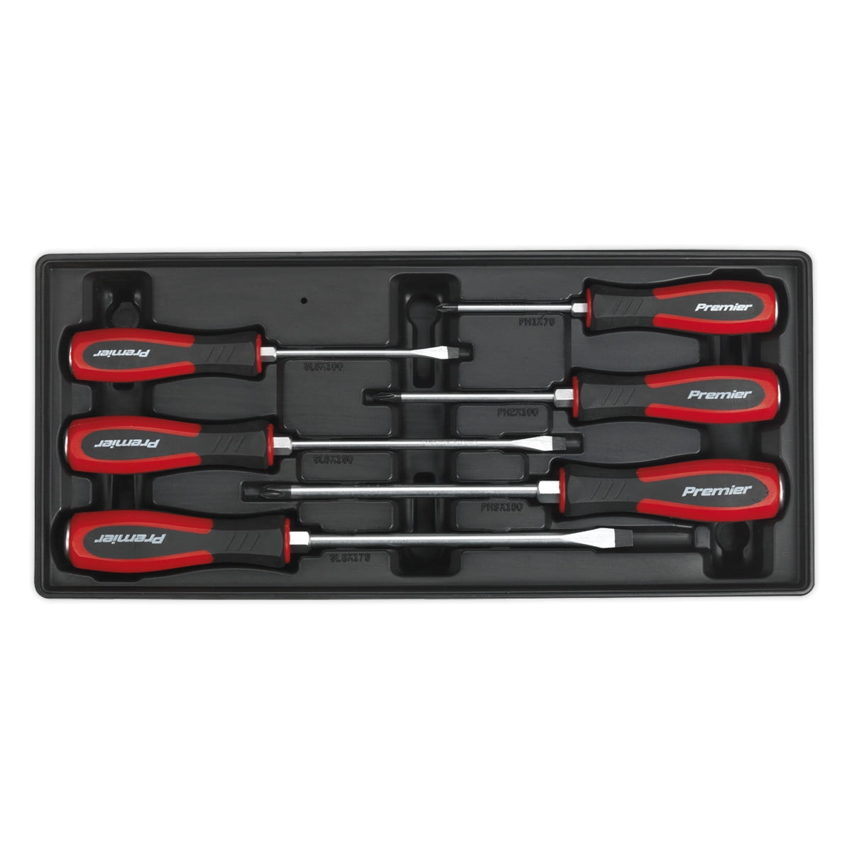 Sealey TBT29 Premier Hammer-Thru Screwdriver Set with Tool Tray 6pc