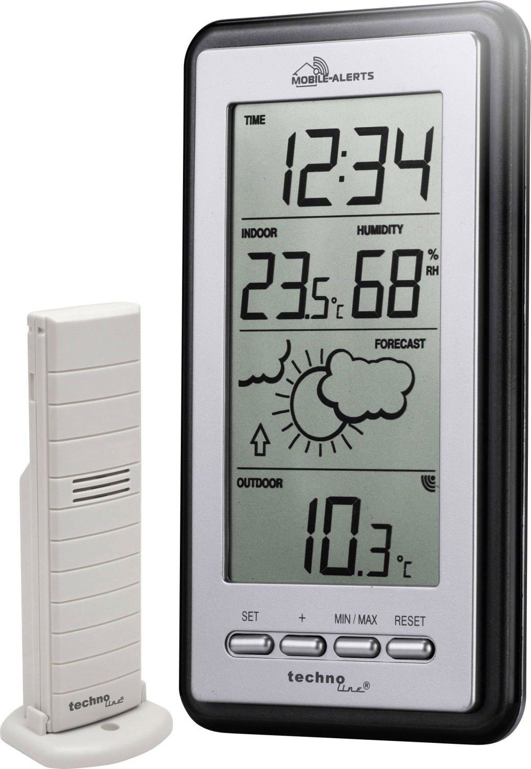 Technoline MA 10430  Mobile-Alerts Clock, Temperature + Humidity Weather Station