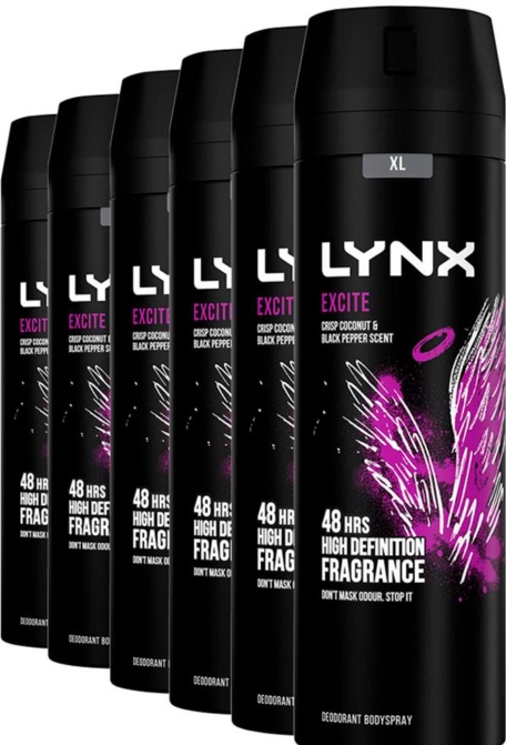 Lynx XL 48-H High Definition Fragrance Excite Body Spray Deodorant, 200ml