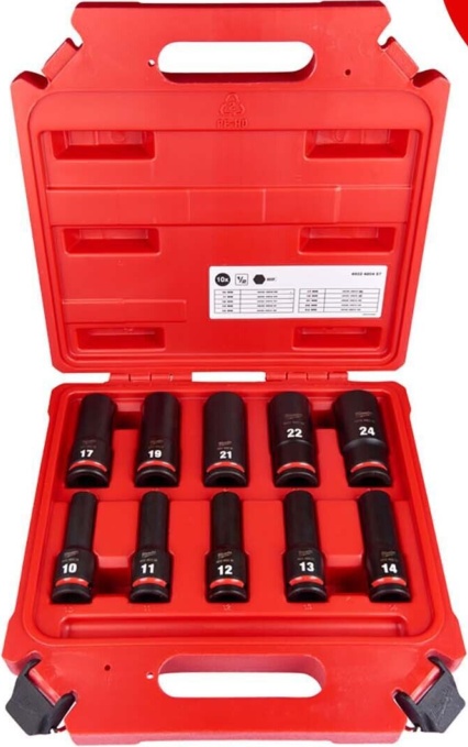 Milwaukee ShockWave 1/2"" Hex Deep Socket Set - 10 piece - 4932480457