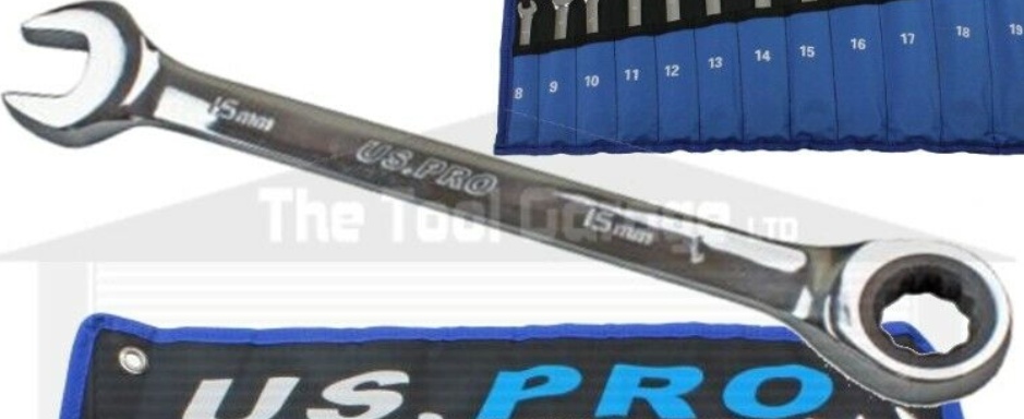 US PRO Tools 12pc Metric Gear Ratchet Combination Spanner Wrench Set 8-19mm 2233