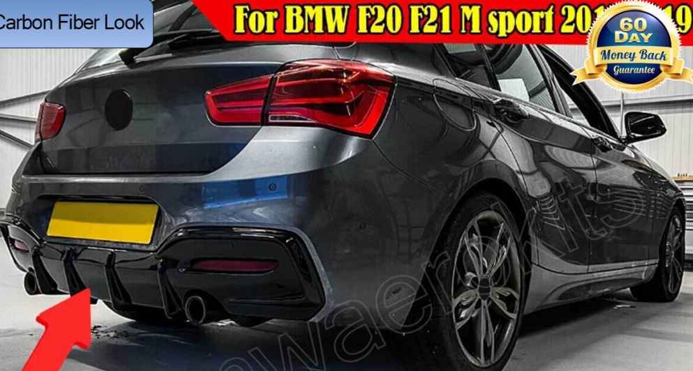 For BMW 1 Series F20 F21 M135i M140i LCI M Performance Style Rear Diffuser w/LED