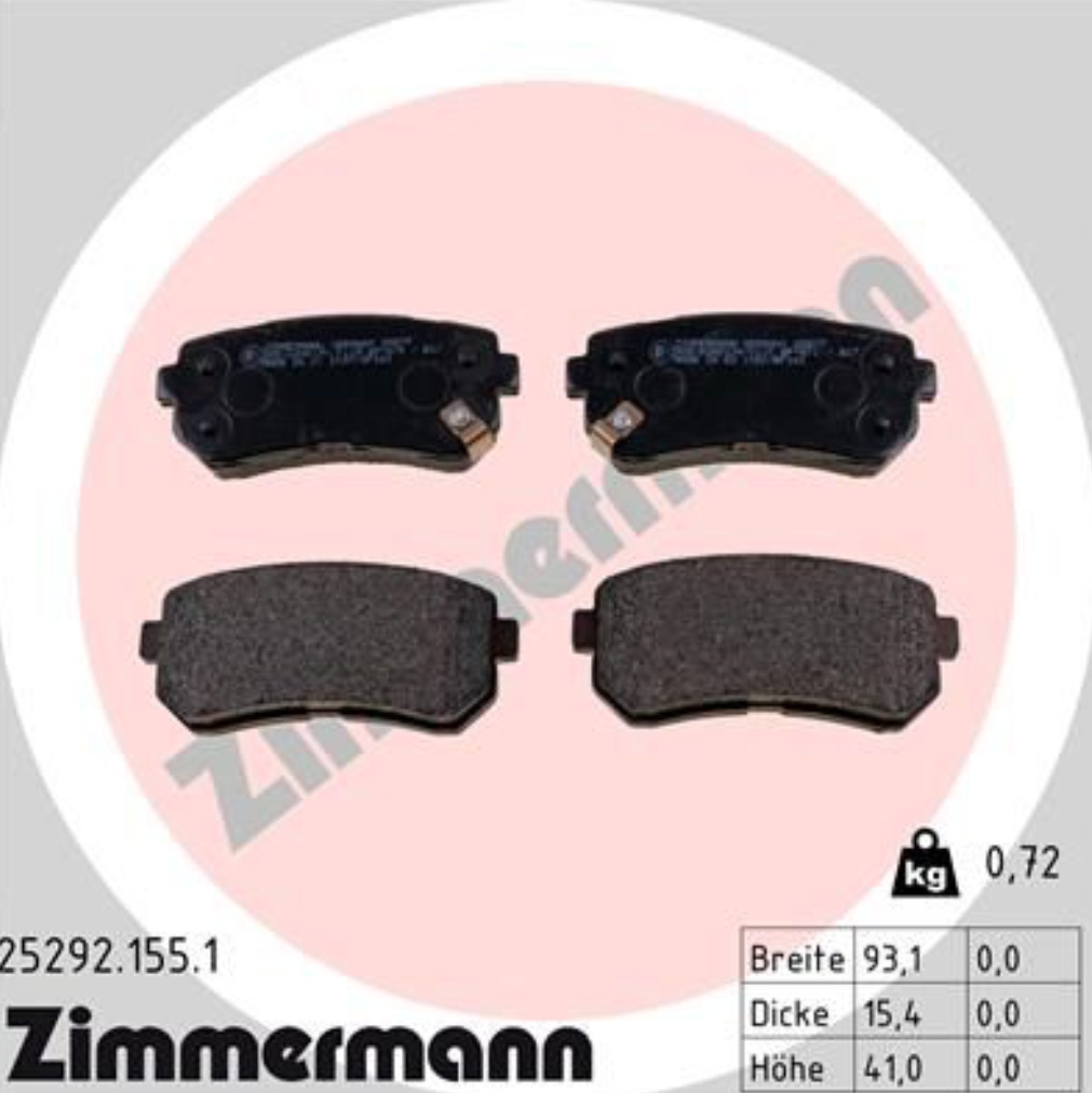 Brake pads 25292.155.1 ZIMMERMANN for KIA HYUNDAI