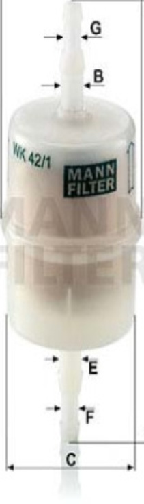 MANN-FILTER WK 42/1 Fuel Filter for ALFA ROMEO,AUSTIN,BEDFORD,CITROËN,FIAT,GAZ,H