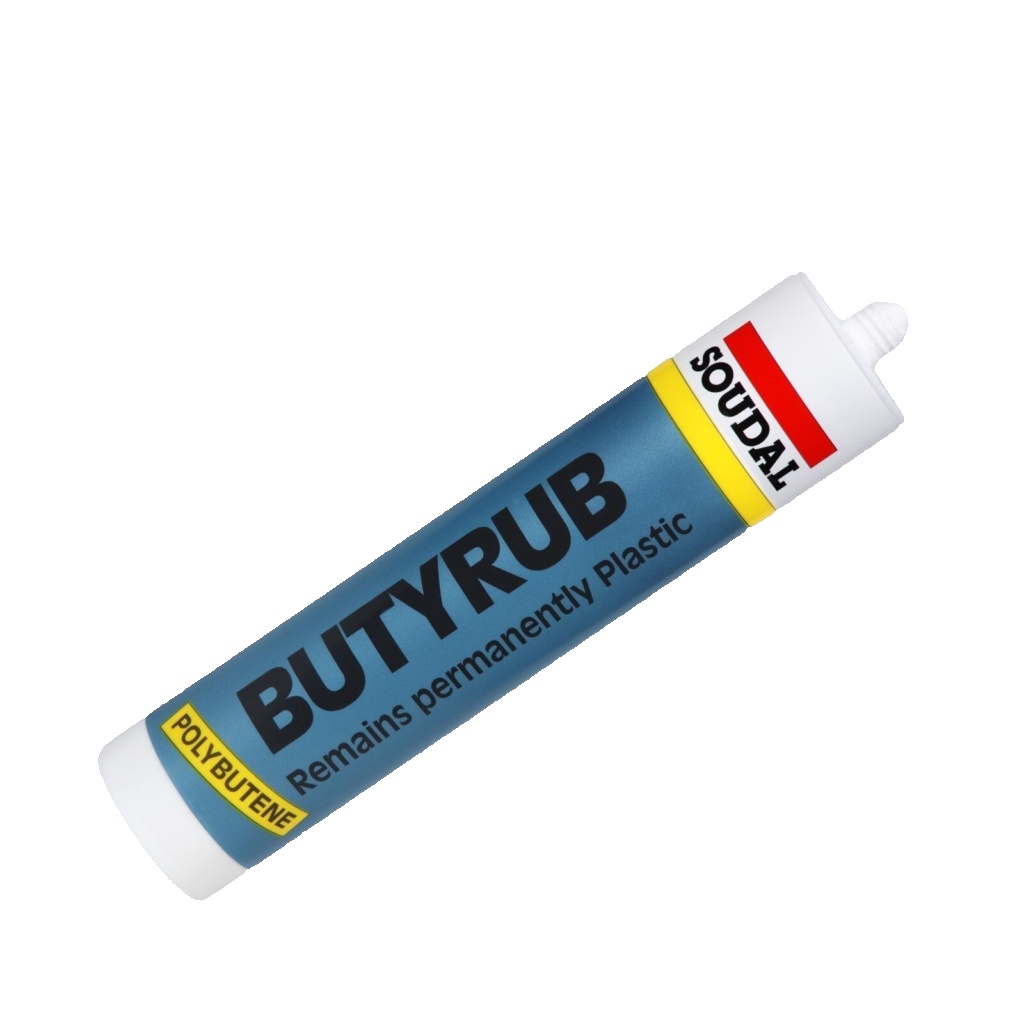 Soudal BUTYRUB Polybutene Based Semi-Setting Masonary Frame Mastic White x 4