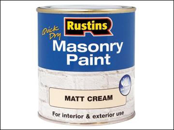 Rustins Masonry Wall Tiles Brick Stone Cement Exterior Matt Paint 500ml - Cream