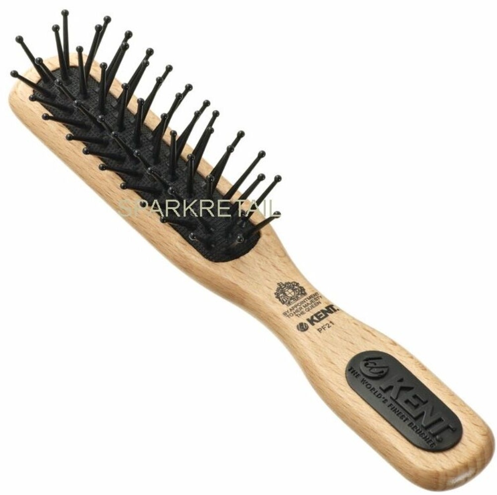 Kent Small MICRO-PHINE Detangling Beech Wood Handle Hairbrush Hair Brush PF21
