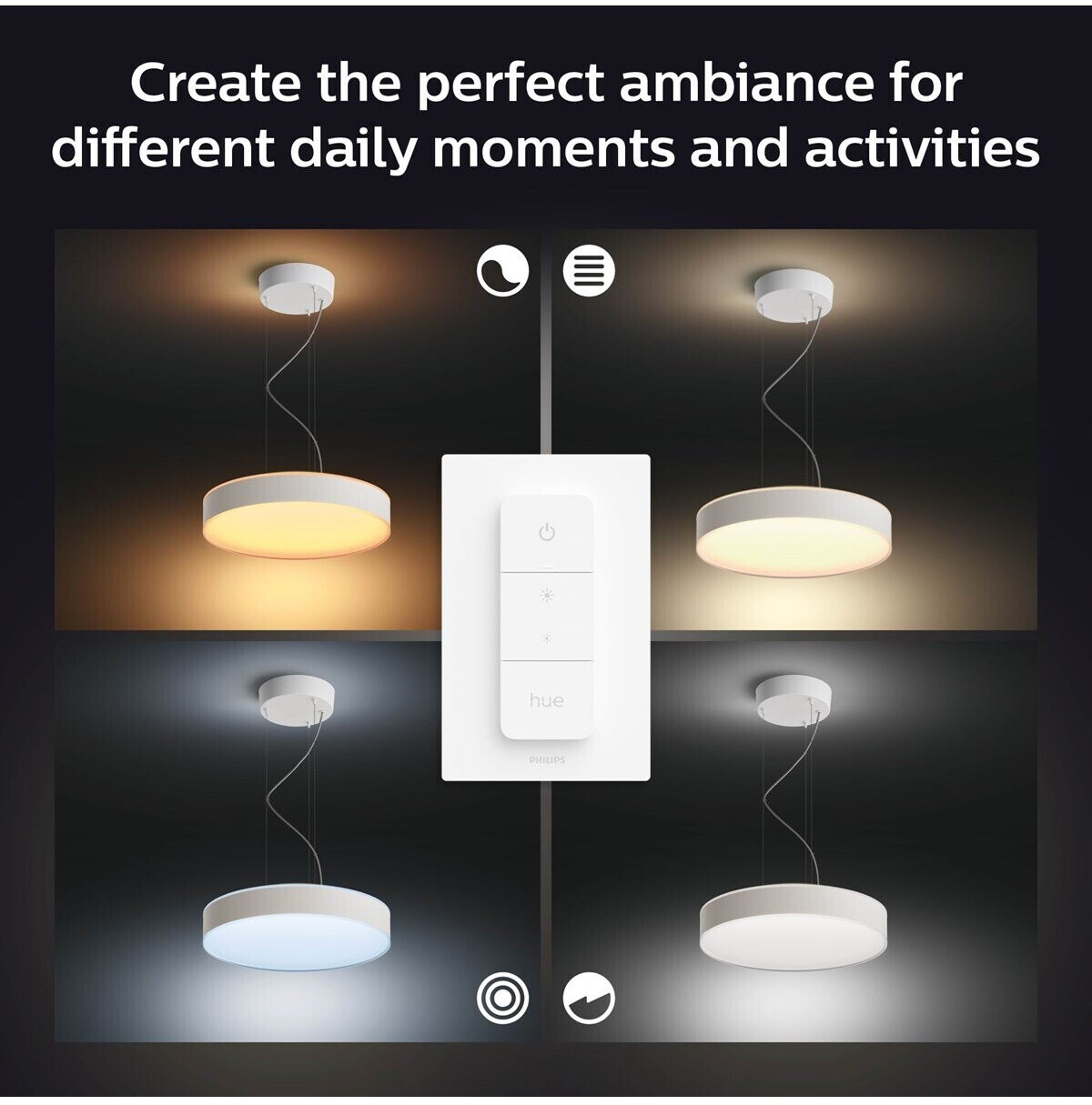 Philips Hue White Ambiance Enrave Pendelleuchte 4300lm + Dimmschalter - Weiß