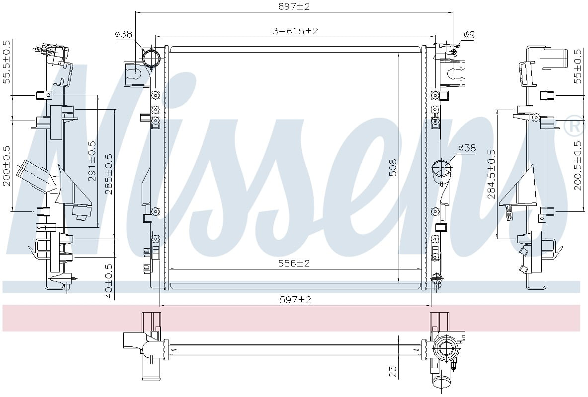 NISSENS 61037 Radiator, engine cooling for JEEP