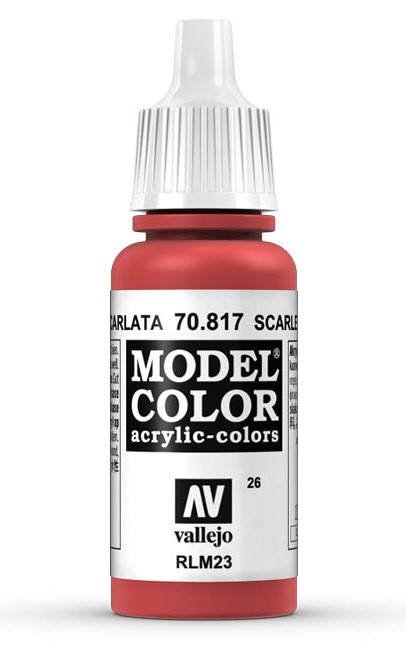 Vallejo Model Color Scarlet Acrylic 17ml/0.57 fl oz Dropper Bottle - 70.817