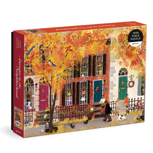 Galison Autumn in The Neighborhood 1000 Piece Puzzle from Galison - 27" x 20" Beautifully Illustrated Puzzle from Joy LaForme, Thick & Sturdy Pieces, Challenging Activity for Adults, Unique Gift Idea! - Image 4