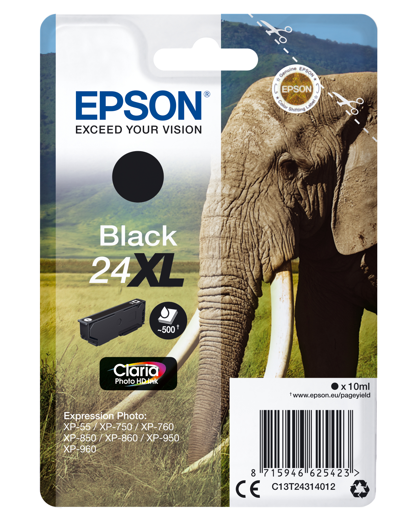 Genuine Epson 24XL Elephant Black Ink Cartridge T2431 for XP-750 XP-950 XP-850