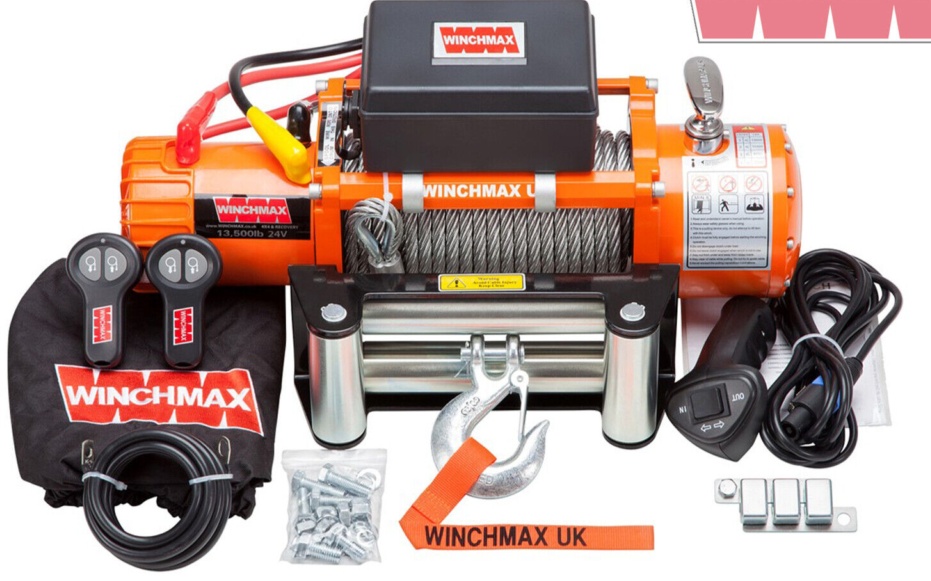 ELECTRIC WINCH 24V 4x4/RECOVERY 13500 lb WINCHMAX BRAND + MOUNTING PLATE INC.